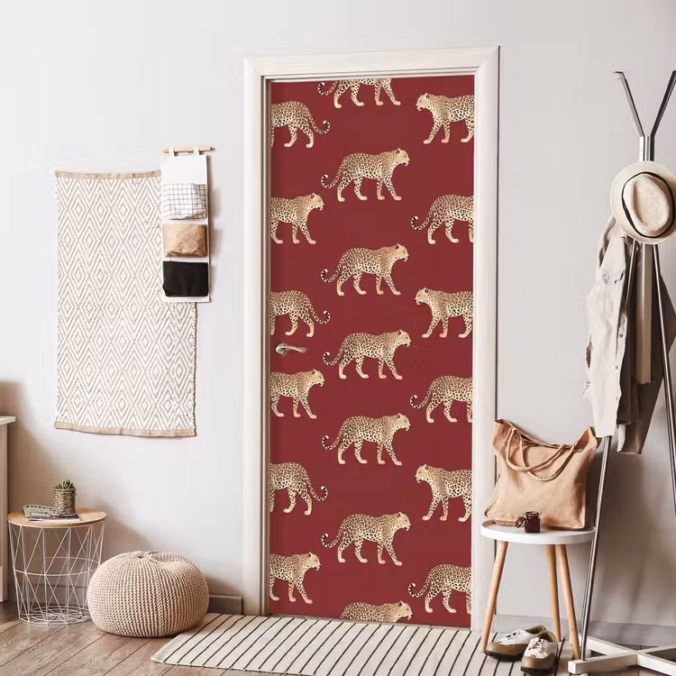 Deursticker - Katten - Patroon - Rood — 8