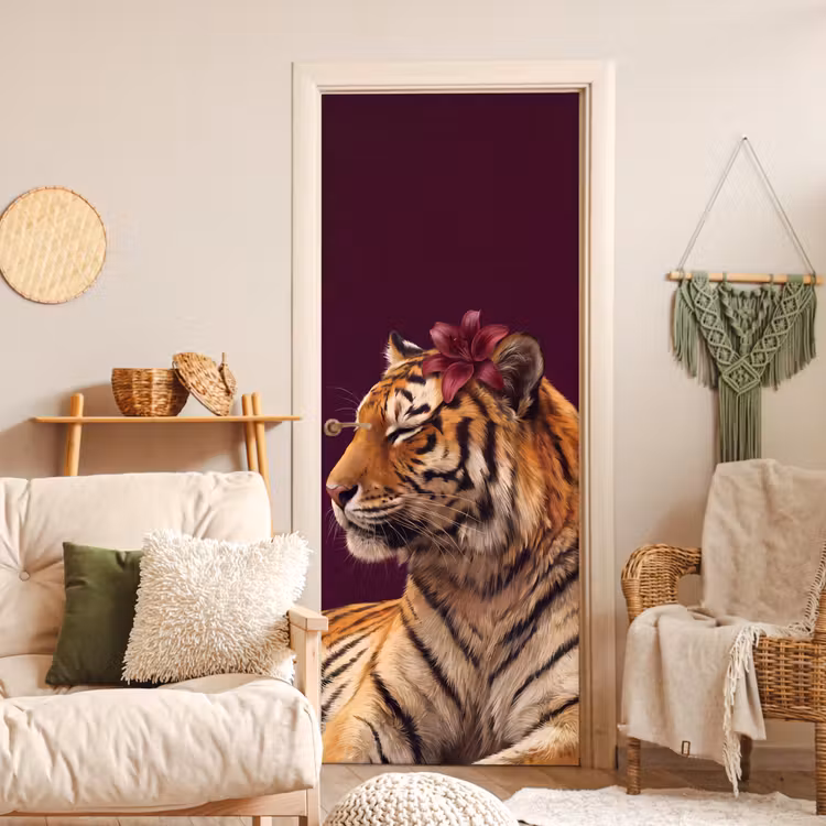 Deursticker - Tijger - Bloem - Dieren — 4