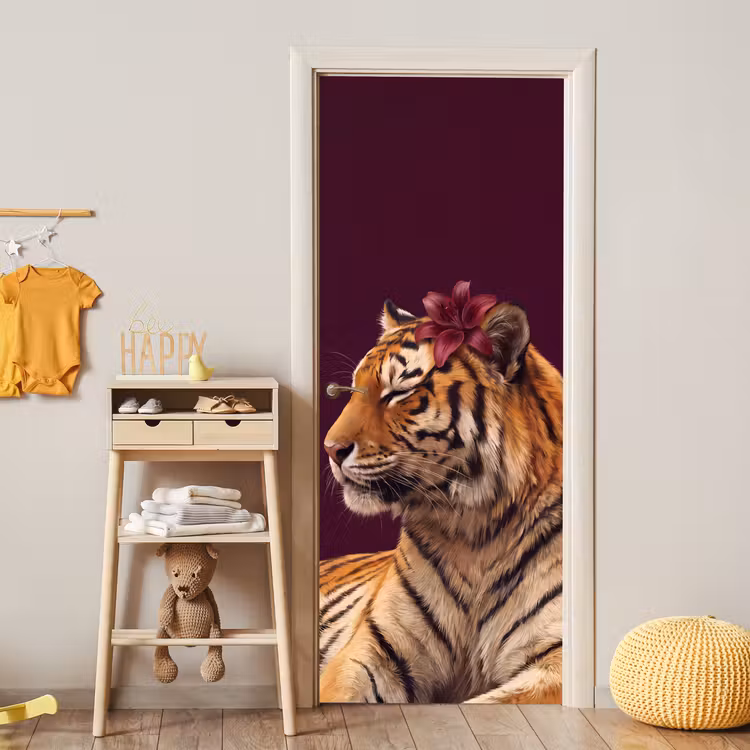 Deursticker - Tijger - Bloem - Dieren — 6