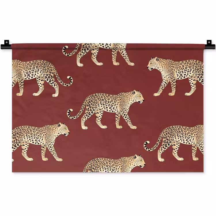 Wandkleed - Katten - Patroon - Rood — 1