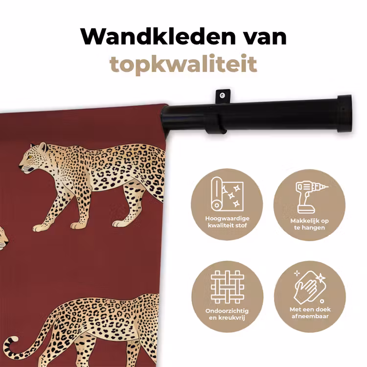 Wandkleed - Katten - Patroon - Rood — 3