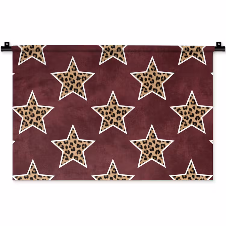 Wandkleed - Sterren - Luipaardprint - Rood — 1
