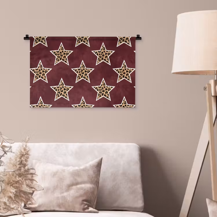 Wandkleed - Sterren - Luipaardprint - Rood — 2