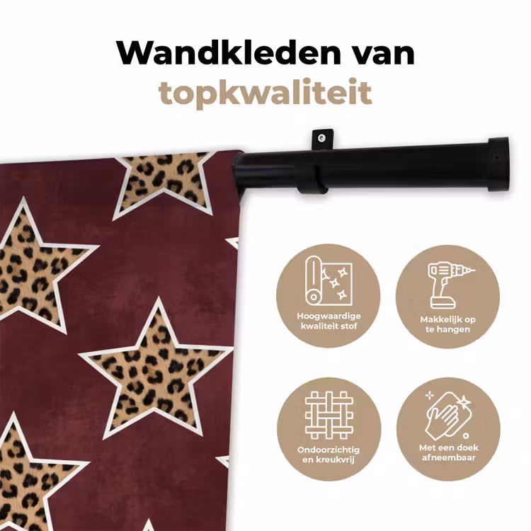 Wandkleed - Sterren - Luipaardprint - Rood — 3