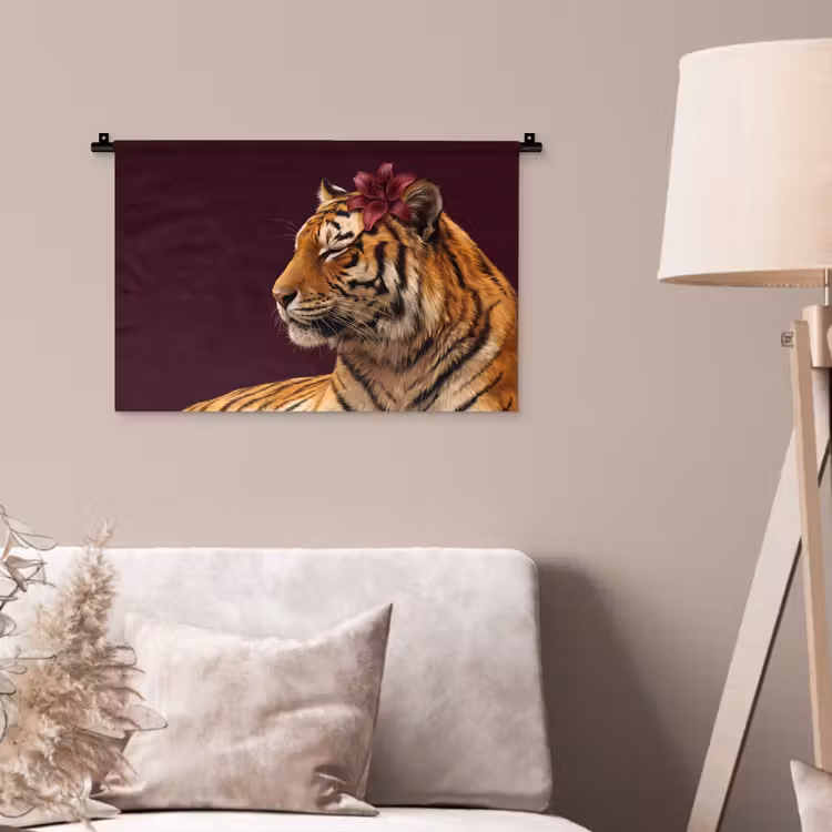 Wandkleed - Tijger - Bloem - Dieren — 2