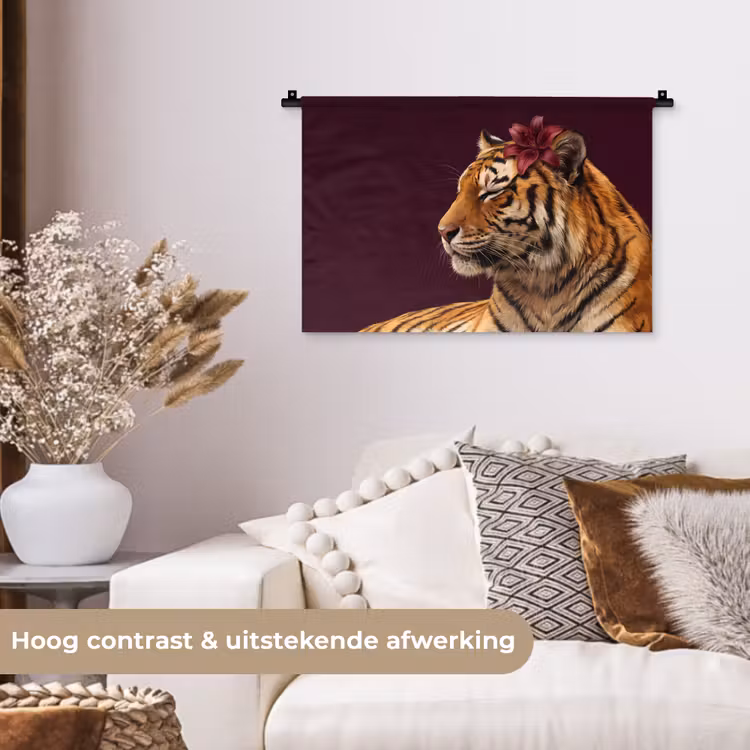 Wandkleed - Tijger - Bloem - Dieren — 4