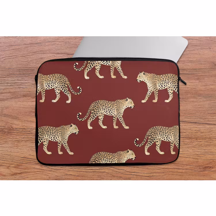 Laptophoes - Katten - Patroon - Rood — 2