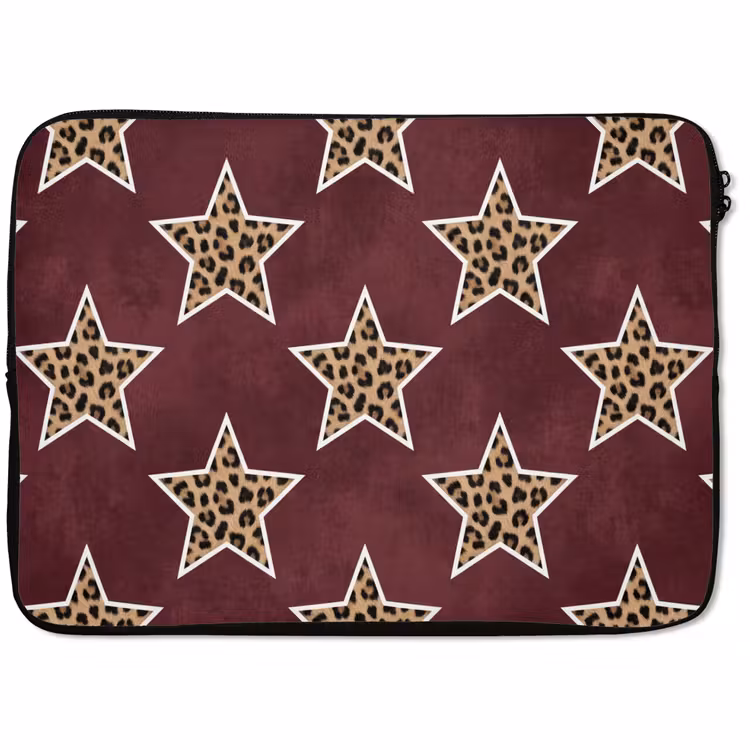 Laptophoes - Sterren - Luipaardprint - Rood — 1