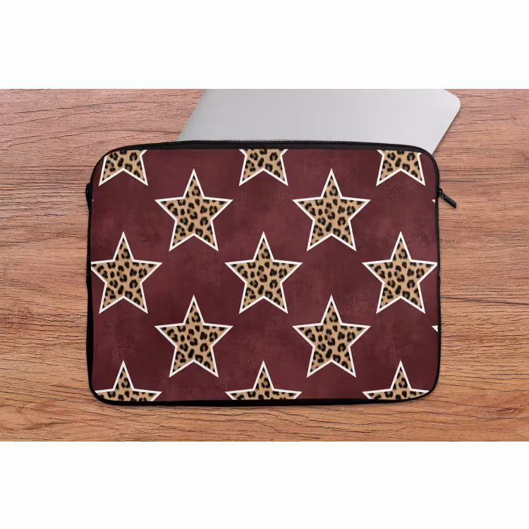 Laptophoes - Sterren - Luipaardprint - Rood — 2