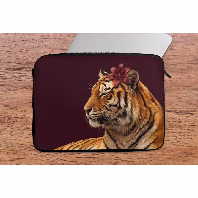 Laptophoes - Tijger - Bloem - Dieren — 2