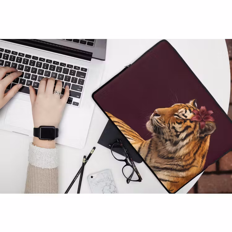 Laptophoes - Tijger - Bloem - Dieren — 3