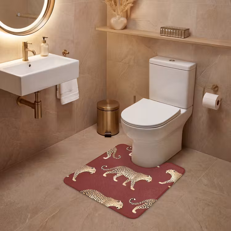 Wc Mat - Katten - Patroon - Rood — 3