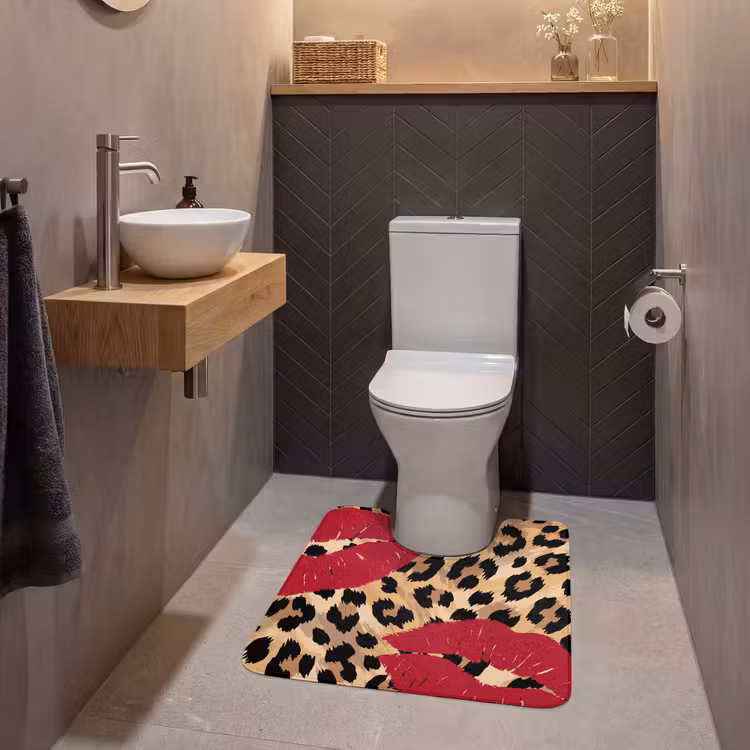 Wc Mat - Kusafdruk - Dierenprint - Rood — 2