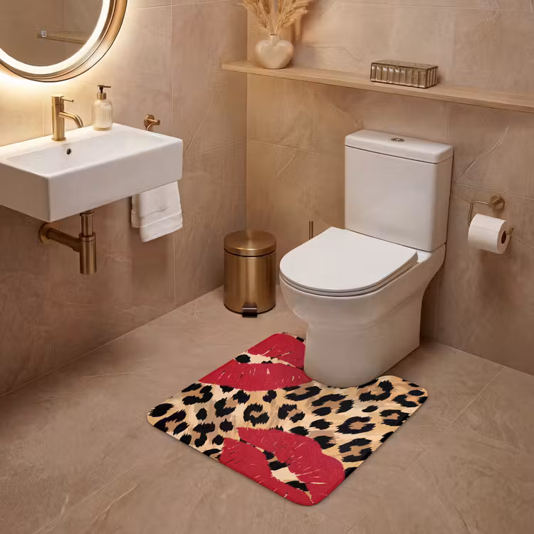 Wc Mat - Kusafdruk - Dierenprint - Rood — 3