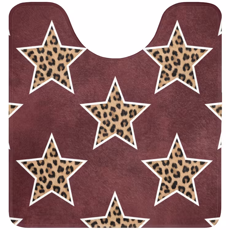 Wc Mat - Sterren - Luipaardprint - Rood — 1