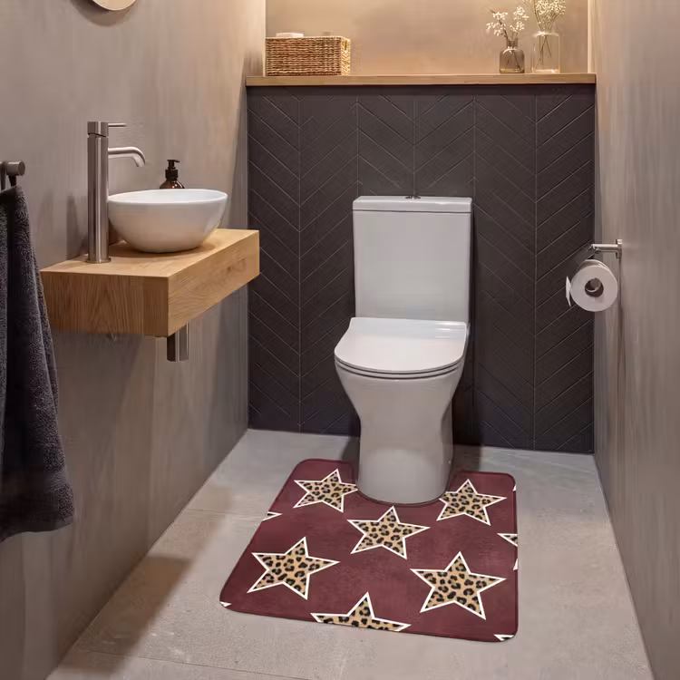 Wc Mat - Sterren - Luipaardprint - Rood — 2