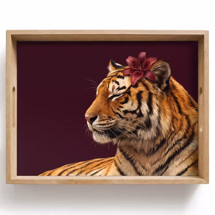 Dienblad - Tijger - Bloem - Dieren — 1