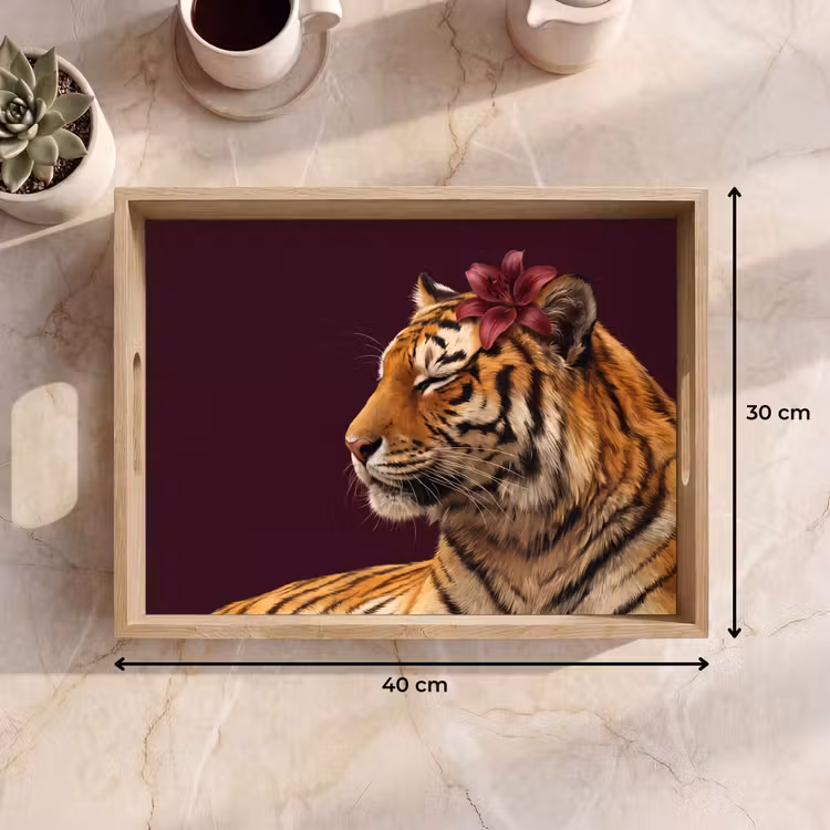 Dienblad - Tijger - Bloem - Dieren — 9