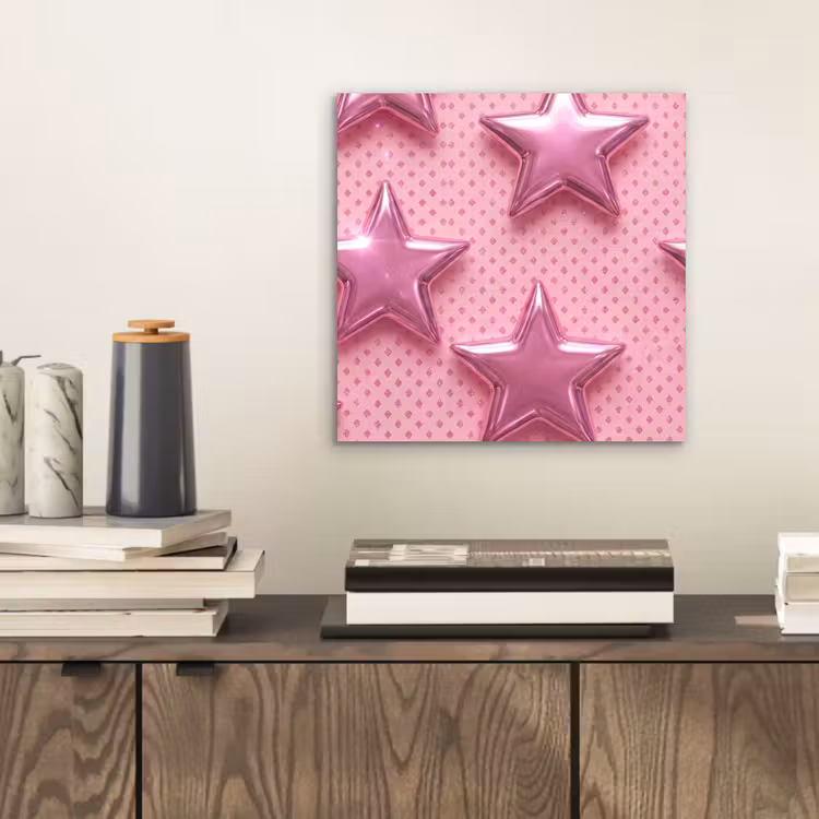 Aluminium schilderij - Sterren - Roze - Abstract — 2