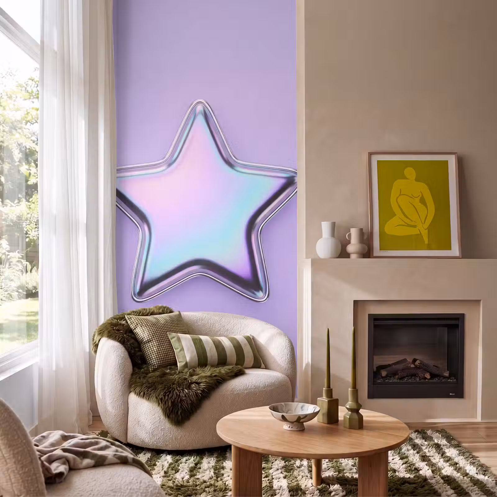 Behang - Ster - Holografisch - Modern β 1