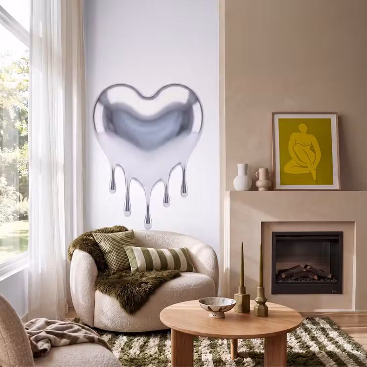 Behang - Zilveren hart - Abstract β 1