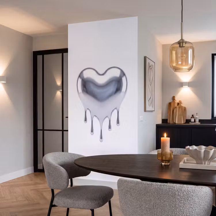 Behang - Zilveren hart - Abstract β 5