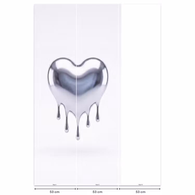 Behang - Zilveren hart - Abstract β 6