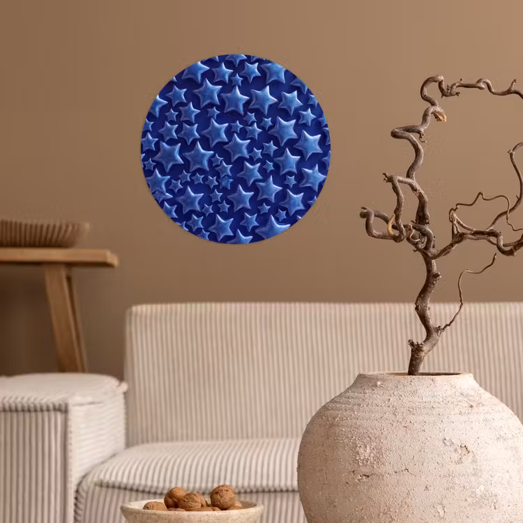 Behangcirkel - Blauwe sterren patroon — 2