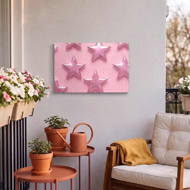 Buiten canvas - Sterren - Roze - Abstract — 3
