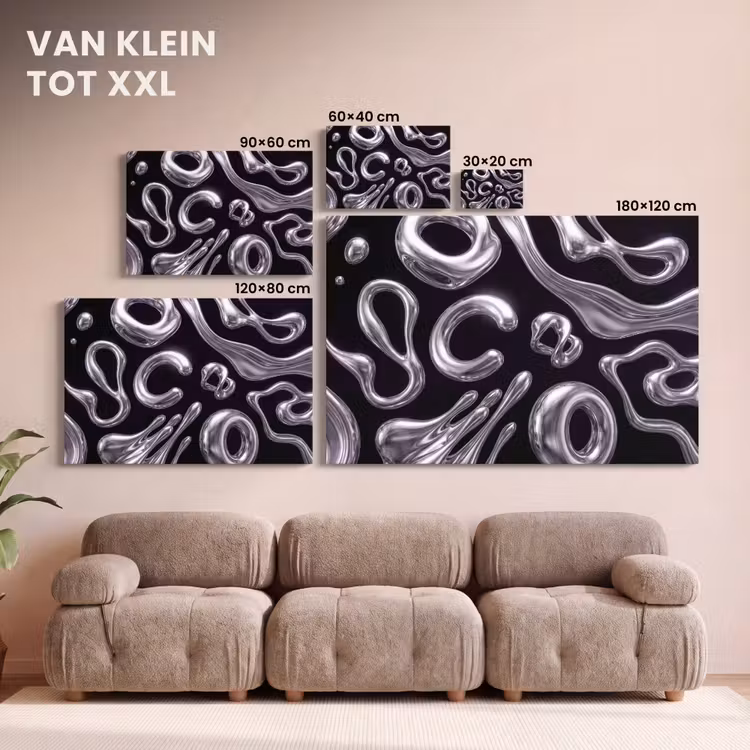 Canvas schilderij - Abstract - Vormen - Zilver — 8