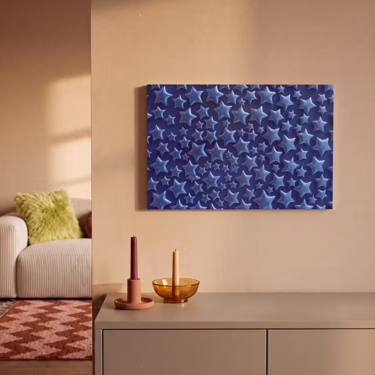 Canvas schilderij - Blauwe sterren patroon — 2