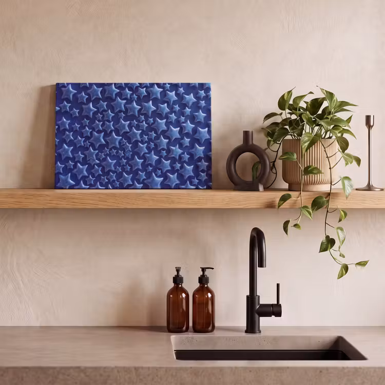 Canvas schilderij - Blauwe sterren patroon — 4