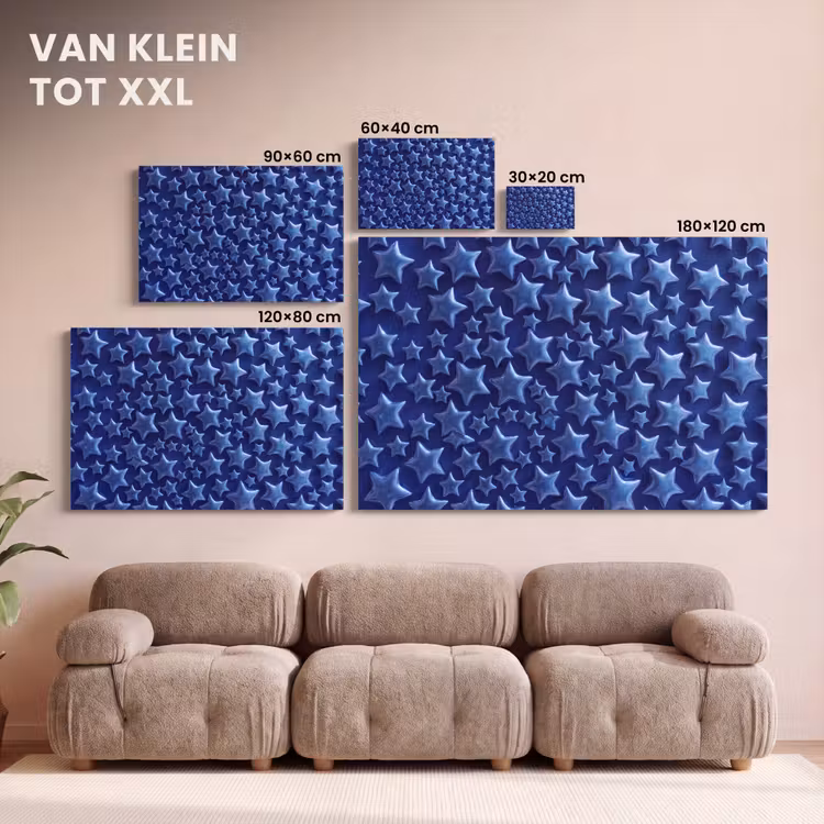 Canvas schilderij - Blauwe sterren patroon — 8