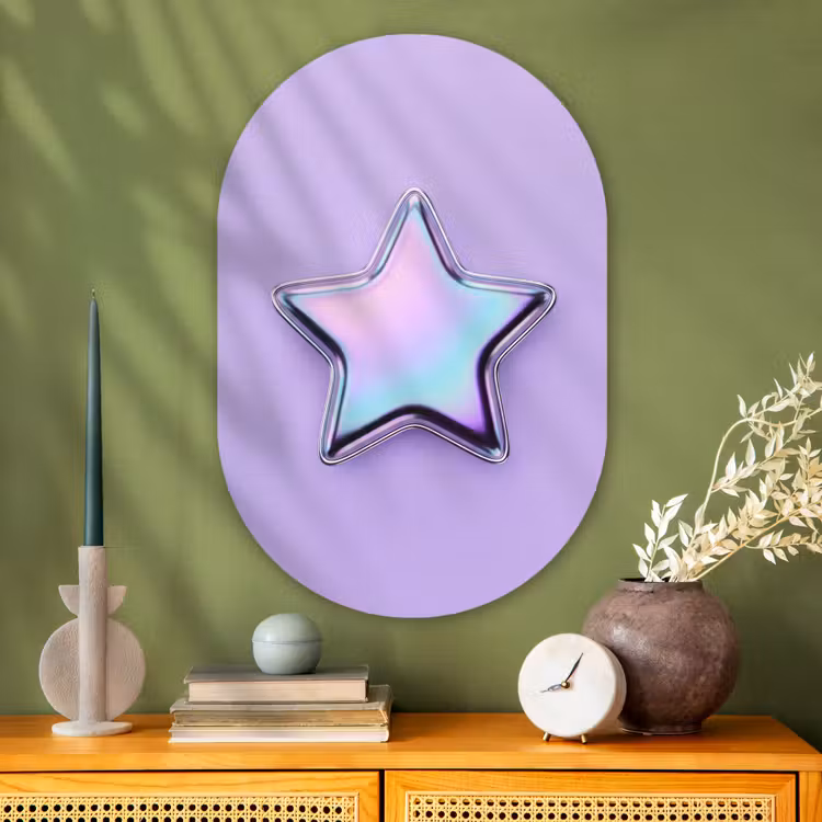Muurovaal - Glas - Ster - Holografisch - Modern — 2
