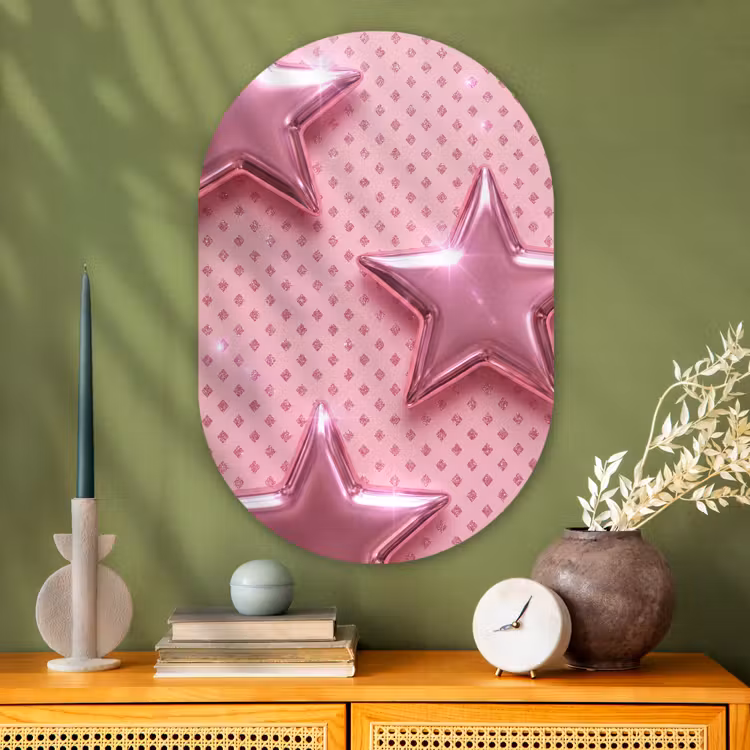 Muurovaal - Glas - Sterren - Roze - Abstract — 2