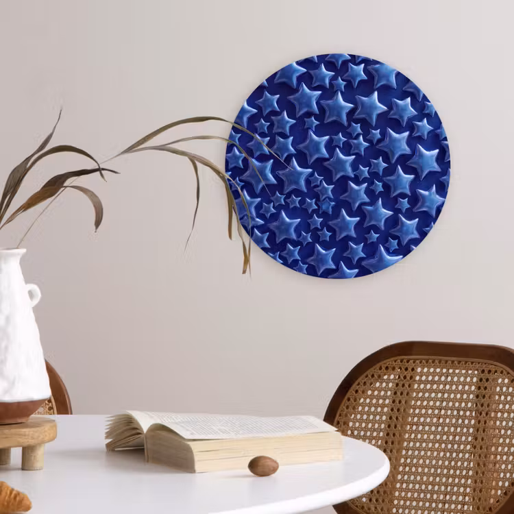 Muurcirkel - Blauwe sterren patroon — 4