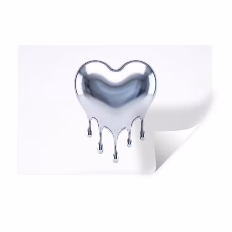 Muursticker - Zilveren hart - Abstract — 1