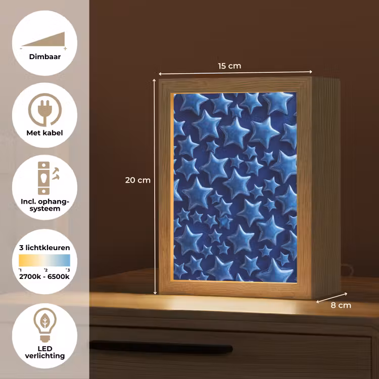 Gepersonaliseerde Lightbox - Blauwe sterren patroon — 7