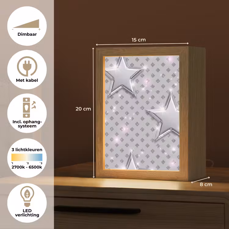 Gepersonaliseerde Lightbox - Sterren - Zilver - Abstract — 7