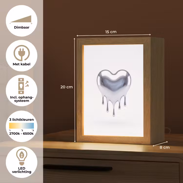 Gepersonaliseerde Lightbox - Zilveren hart - Abstract — 7