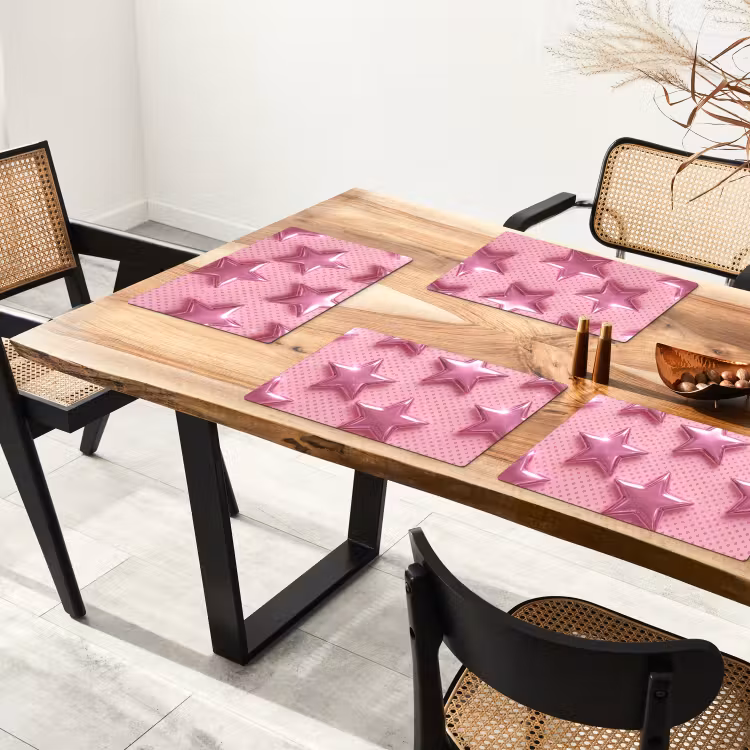 Placemat - 6 stuks - Sterren - Roze - Abstract — 3