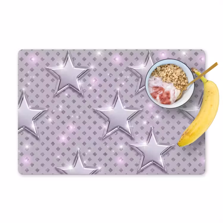 Placemat - 6 stuks - Sterren - Zilver - Abstract — 1