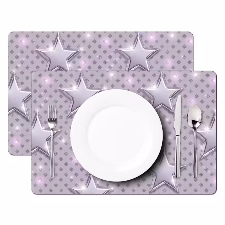 Placemat - 6 stuks - Sterren - Zilver - Abstract — 2