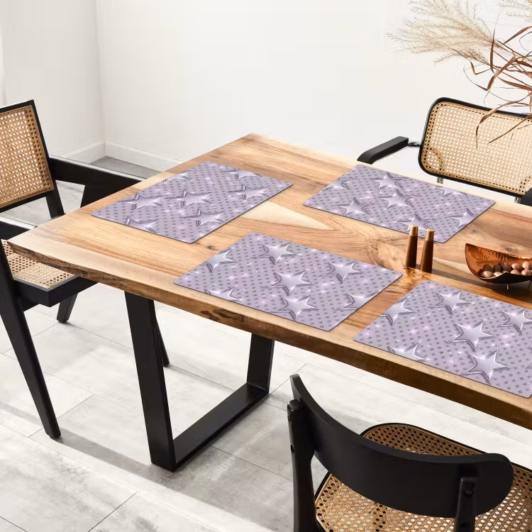 Placemat - 6 stuks - Sterren - Zilver - Abstract — 3