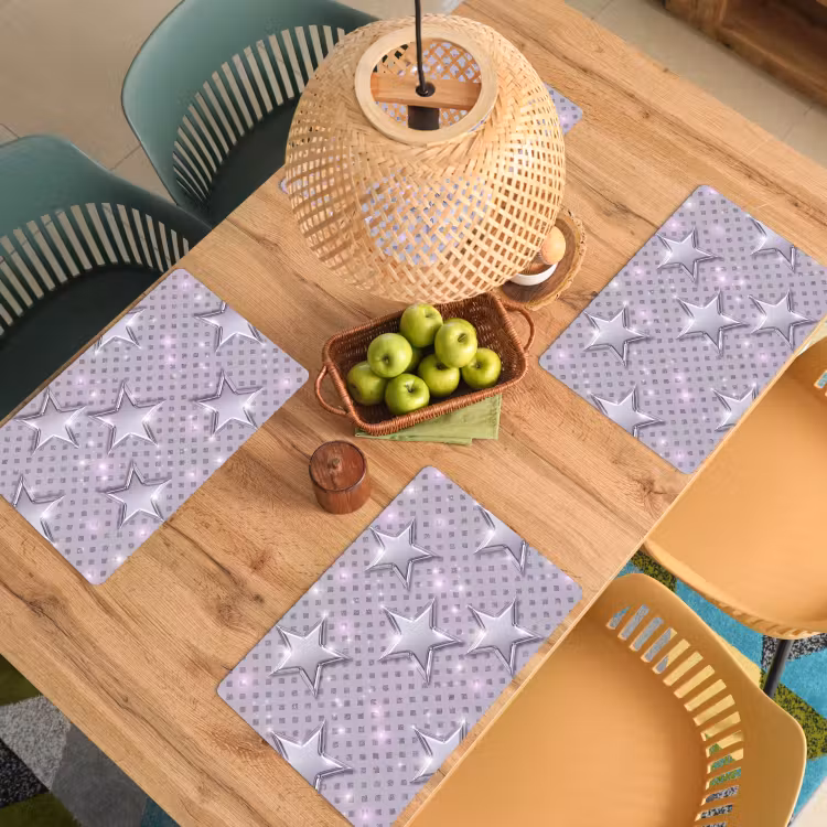Placemat - 6 stuks - Sterren - Zilver - Abstract — 4
