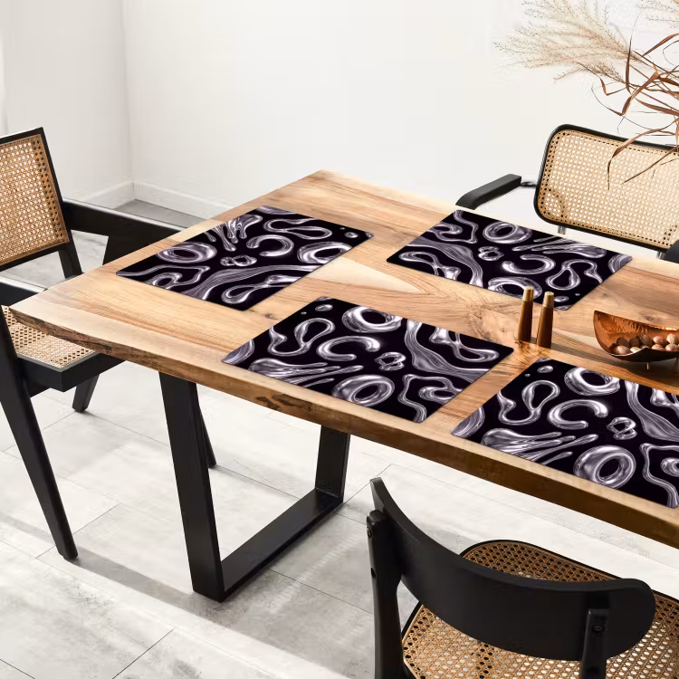 Placemat - 6 stuks - Abstract - Vormen - Zilver — 3