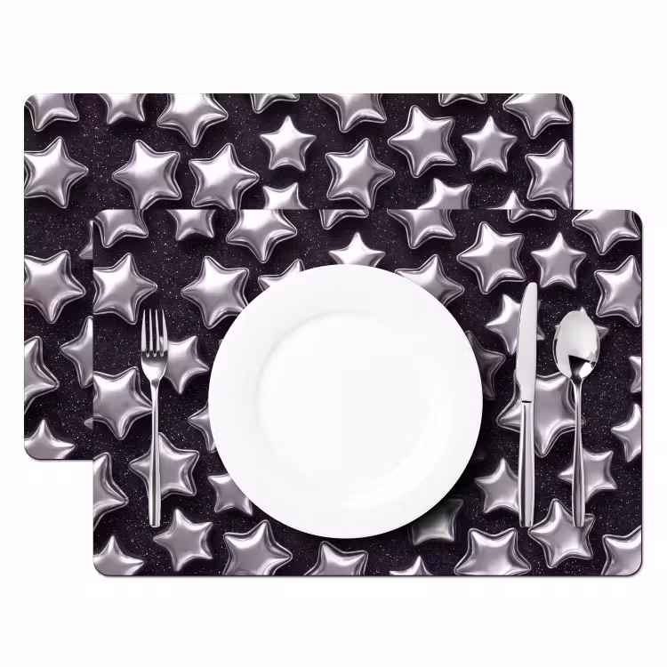 Placemat - 6 stuks - Sterren - Glanzend - Patroon — 2