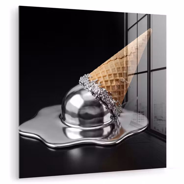 Glas schilderij - IJs - Metaal - Abstract — 1