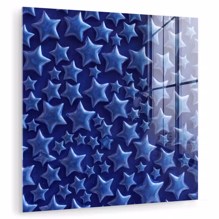 Glas schilderij - Blauwe sterren patroon — 1