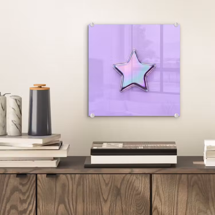 Glas schilderij - Ster - Holografisch - Modern — 2